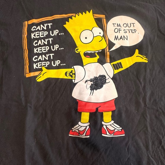 The Simpsons‎ Bart T Shirt Out of Step Man Comfort Colors 2XL Black Cartoon - Picture 2 of 6